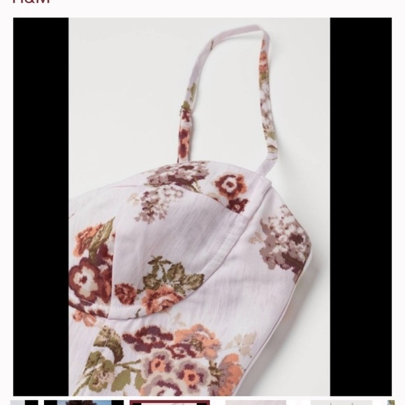 Brock x H&M Spaghetti Strap corset upper pink floral mini dress medium - Picture 3 of 15